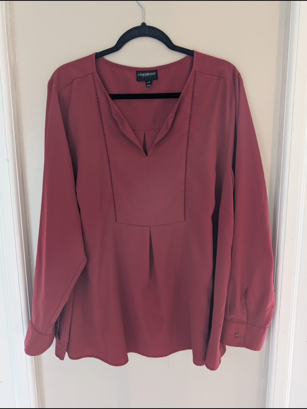 Lane Bryant Rose-Red V-Neck Long Sleeve Tunic